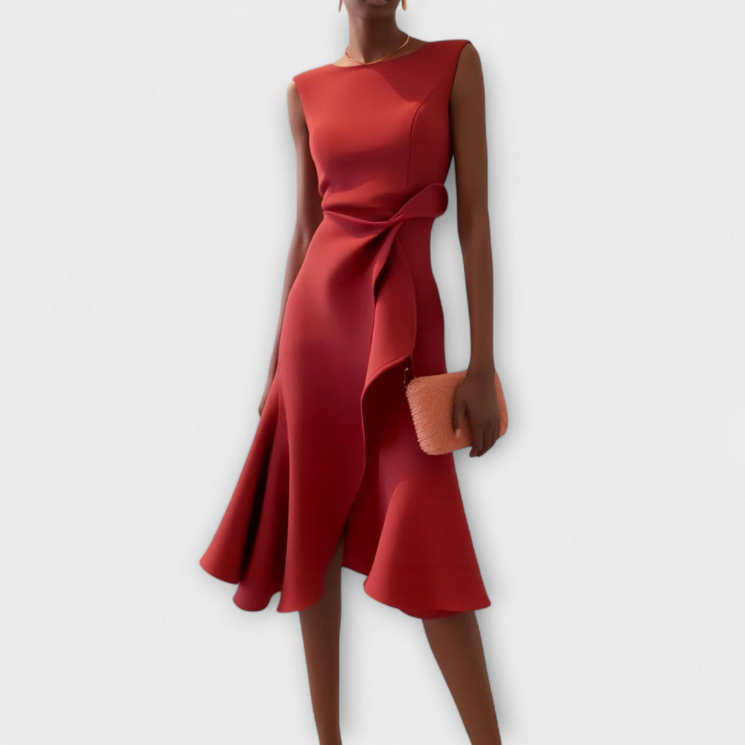 Emily & Isabella Brooks | Draped Asymmetric Midi Dress
