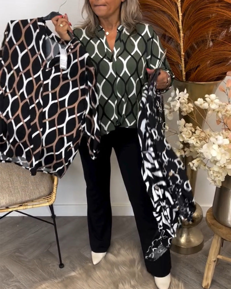 Emily & Isabella Brooks | Casual Blouse, Long Sleeves, Patterned