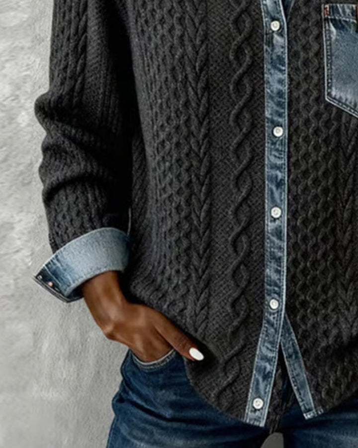 Emily & Isabella Brooks | Long-Sleeve Shirt with Denim Patchwork