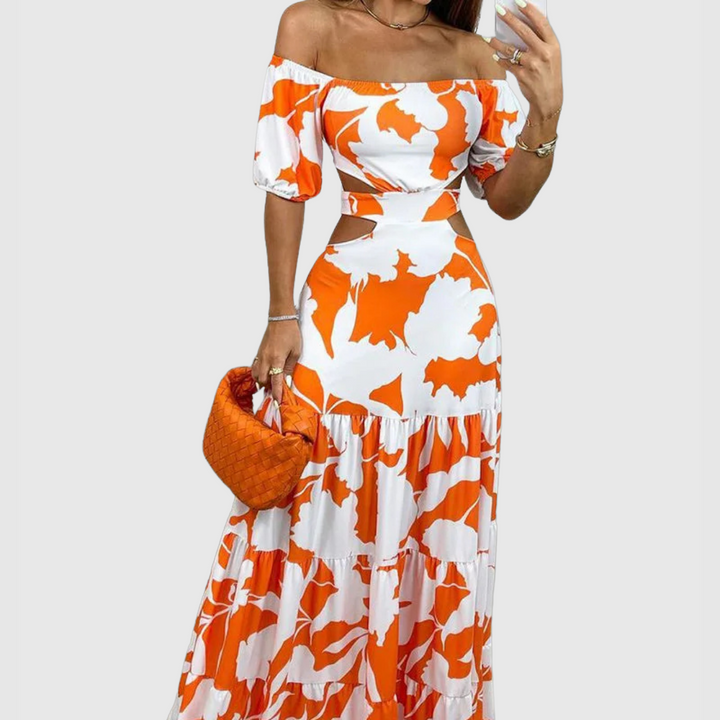 Emily & Isabella Brooks | Irregular Grain Cut-Out Midi Dress