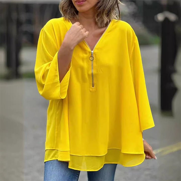 Emily & Isabella Brooks | Chiffon Zipper Blouse