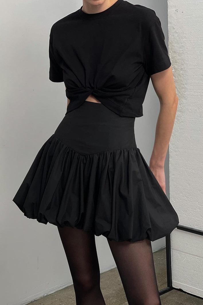 Emily & Isabella Brooks | Cotton A-Line High Waist Mini Skirt