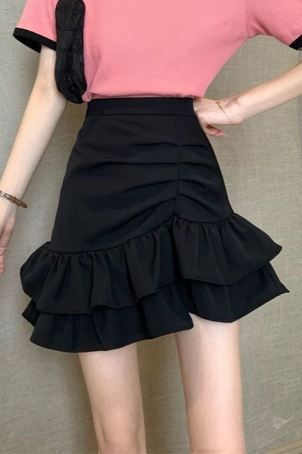 Emily & Isabella Brooks | High Waist Pink Asymmetrical Skirt
