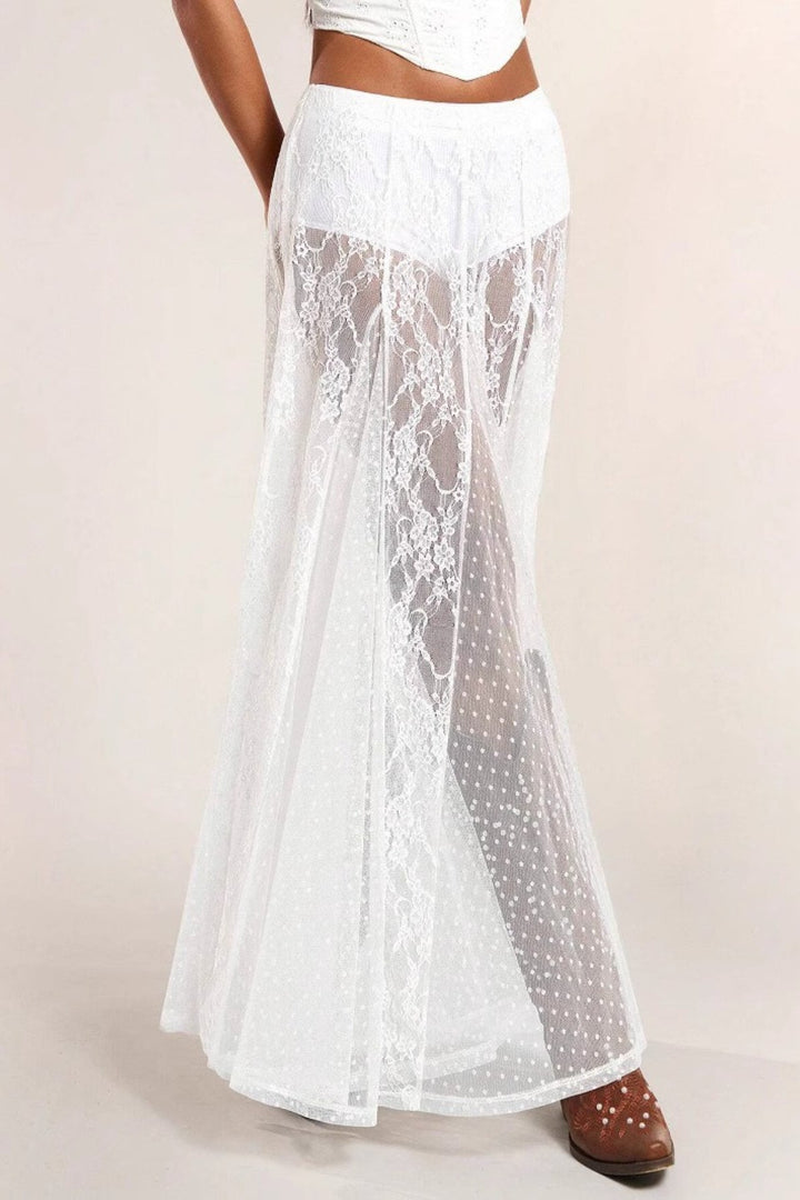 Emily & Isabella Brooks | Low Waist Lace Trim Bodycon Skirt