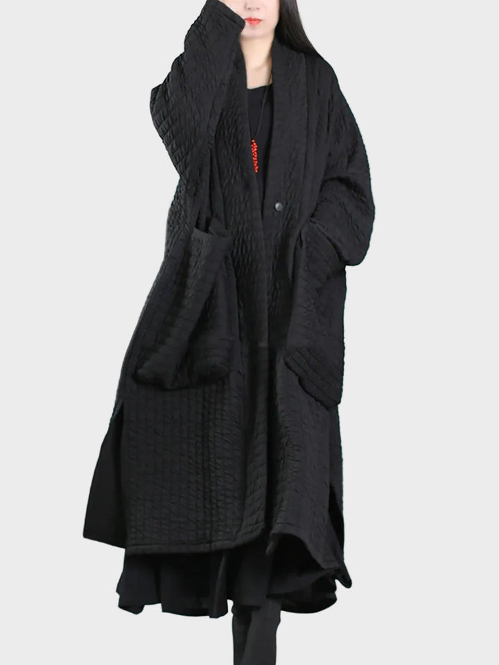 Emily & Isabella Brooks | Plus Size Autumn V-Neck Padded Long Coat