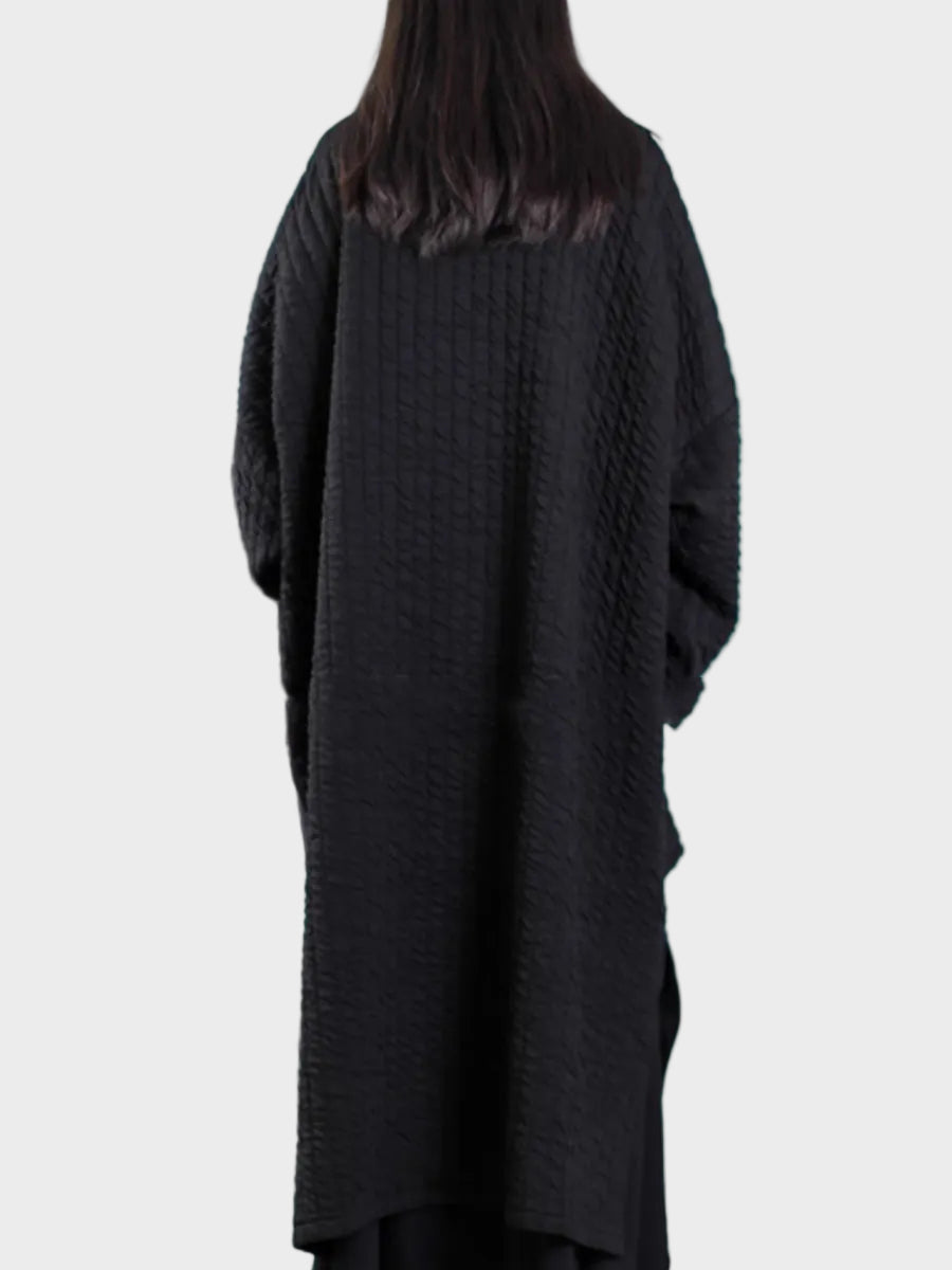 Emily & Isabella Brooks | Plus Size Autumn V-Neck Padded Long Coat