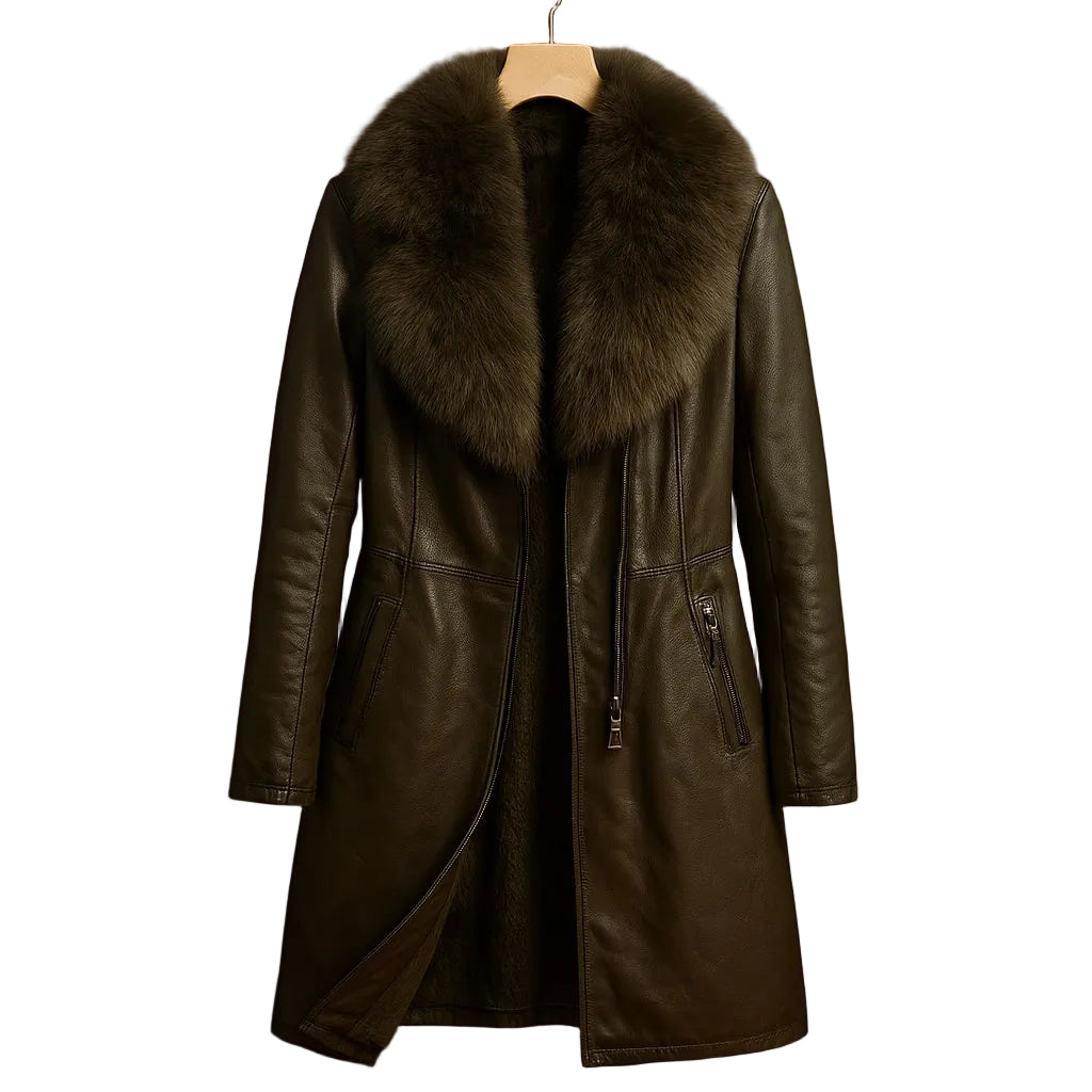 Emily & Isabella Brooks | Fur-Trim Leather Coat