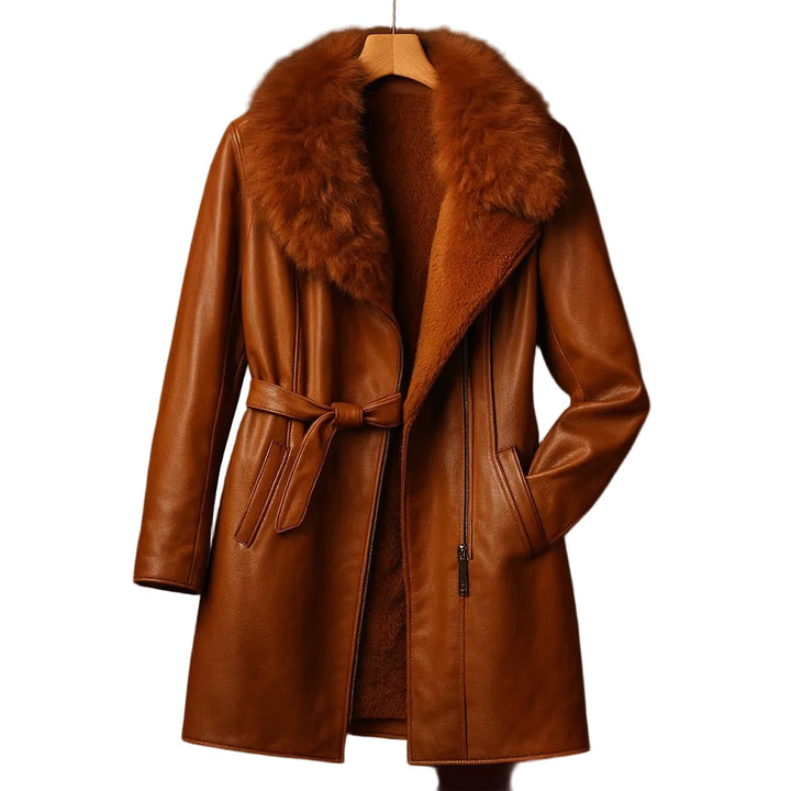 Emily & Isabella Brooks | Fur-Trim Leather Coat