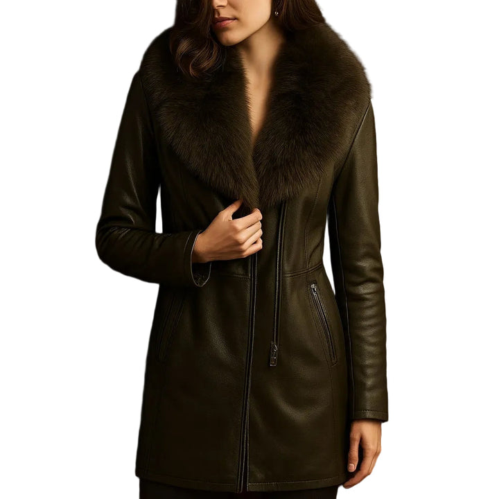 Emily & Isabella Brooks | Fur-Trim Leather Coat