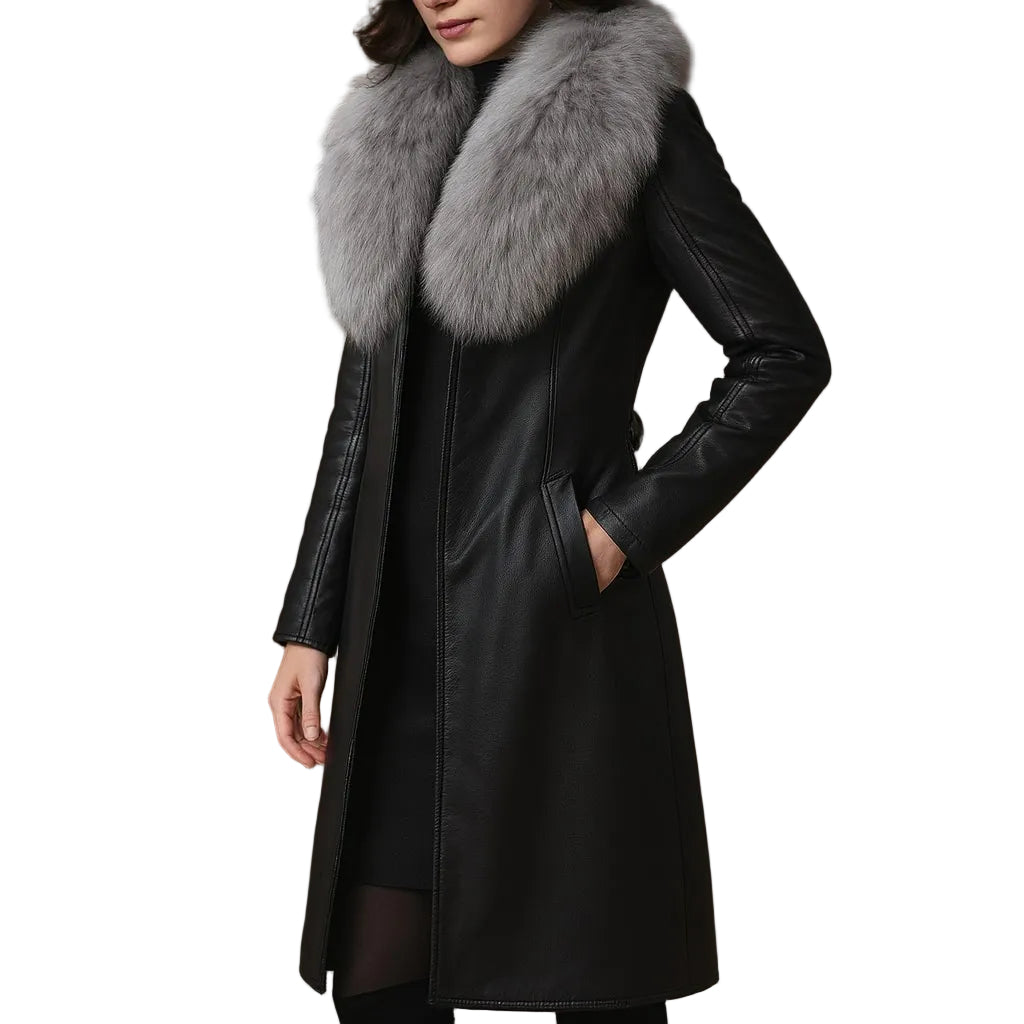 Emily & Isabella Brooks | Fur-Trim Leather Coat