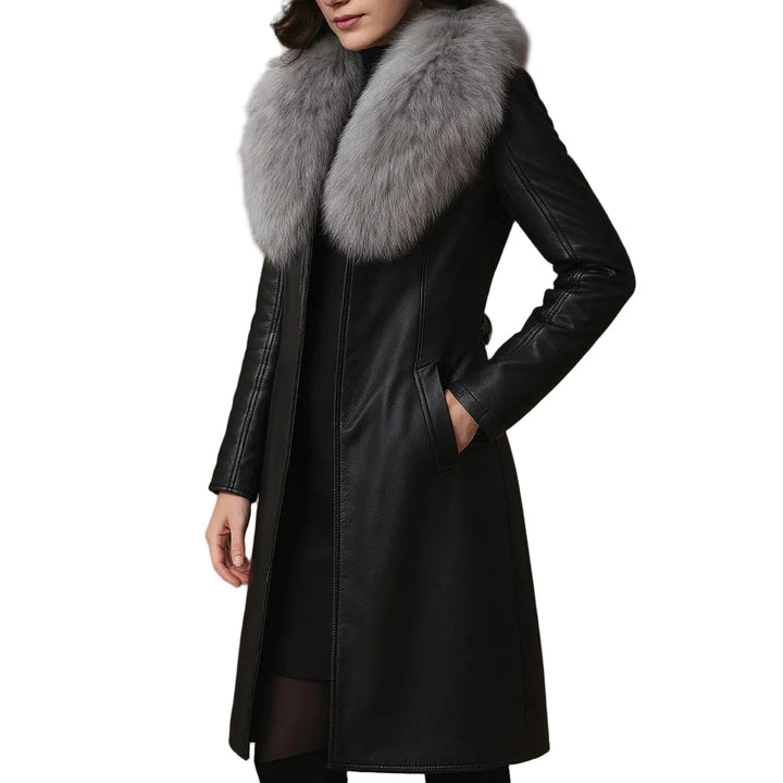 Emily & Isabella Brooks | Fur-Trim Leather Coat