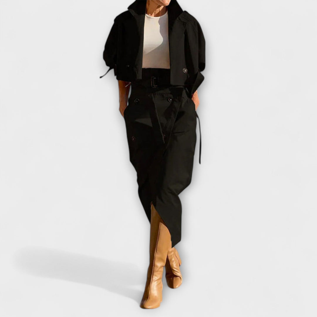 Emily & Isabella Brooks | Elegant Midi Skirt Jacket with Pockets