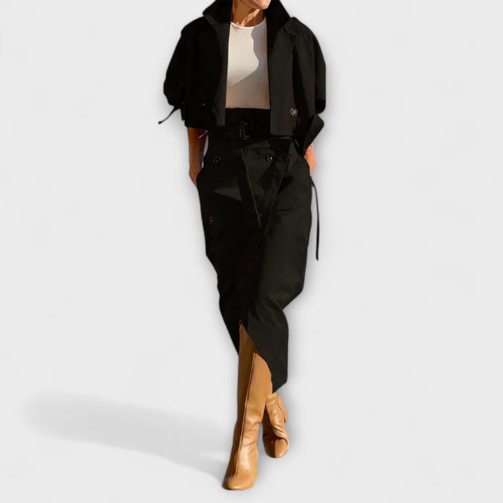 Emily & Isabella Brooks | Elegant Midi Skirt Jacket with Pockets