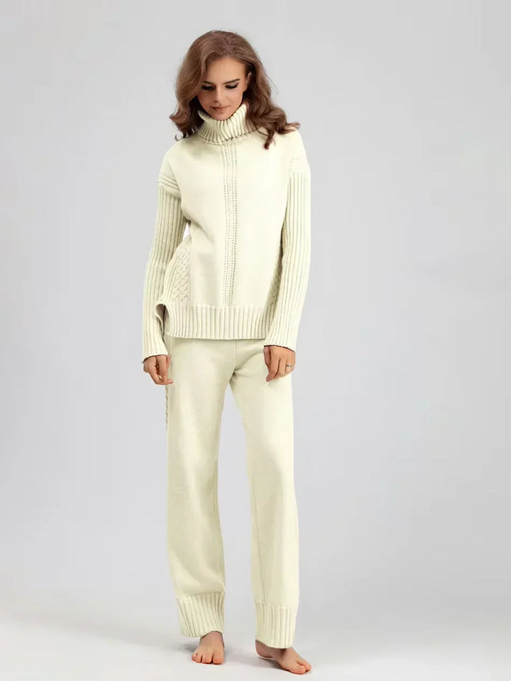 Emily & Isabella Brooks | High-Neck Knit Sweater & Loose Pants Set