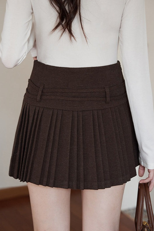 Emily & Isabella Brooks | Solid Wool Pleated High Waist Skirt