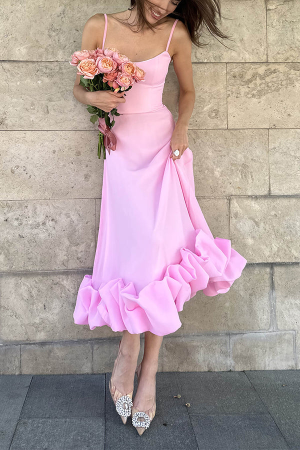 Emily & Isabella Brooks | Flounce Bustier Midi Dress