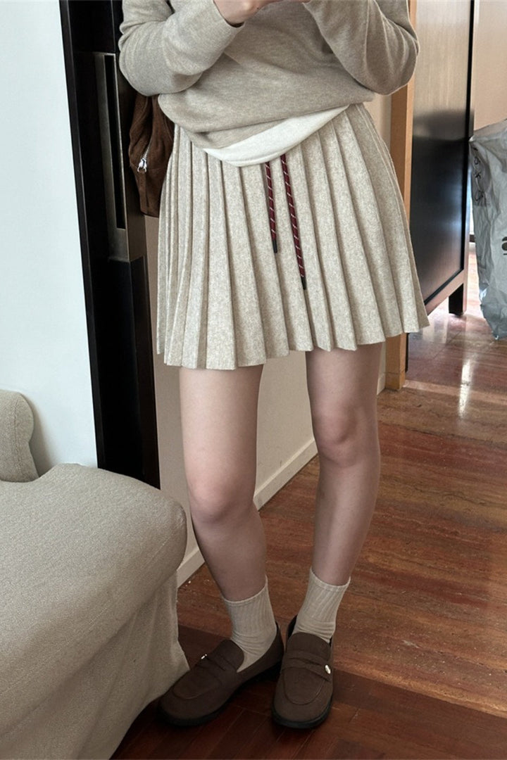 Emily & Isabella Brooks | Pleated Knit Mini Skirt