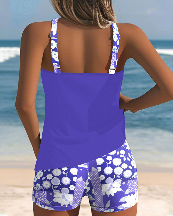 Emily & Isabella Brooks | Swimsuit Tank Top with Printed Boxer Set