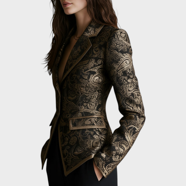 Emily & Isabella Brooks | Paisley Jacquard Blazer with Twisted Collars