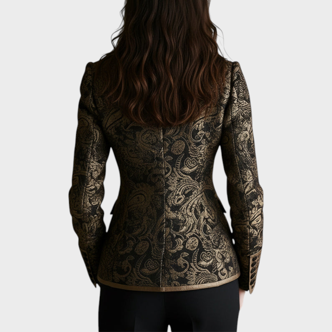 Emily & Isabella Brooks | Paisley Jacquard Blazer with Twisted Collars