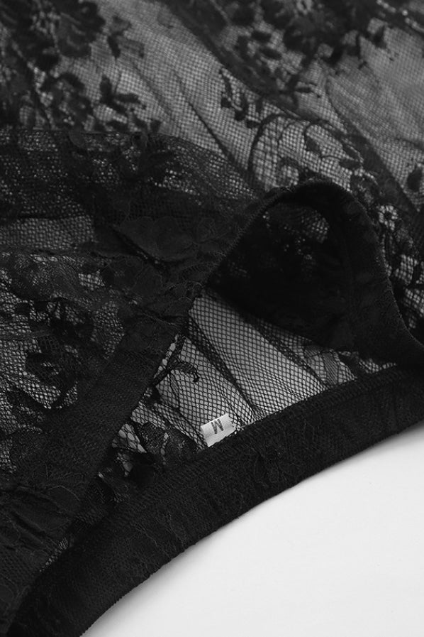 Emily & Isabella Brooks | High Waist Black Lace Sheer Skirt
