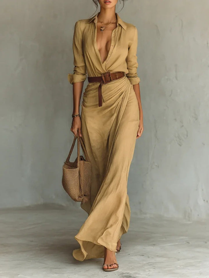 Emily & Isabella Brooks | Lapel-Wrap Maxi Dress