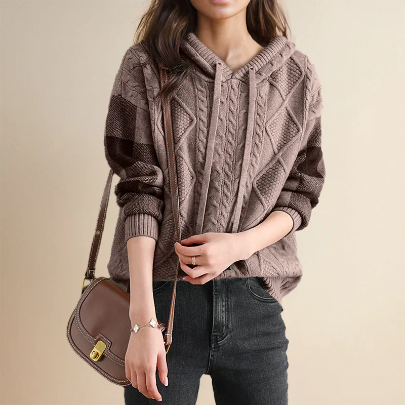 Emily & Isabella Brooks | Cable Knit Hoodie Sweater
