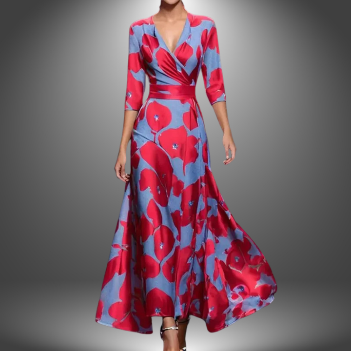 Emily & Isabella Brooks | V-Neck Half Sleeve Maxi Dress