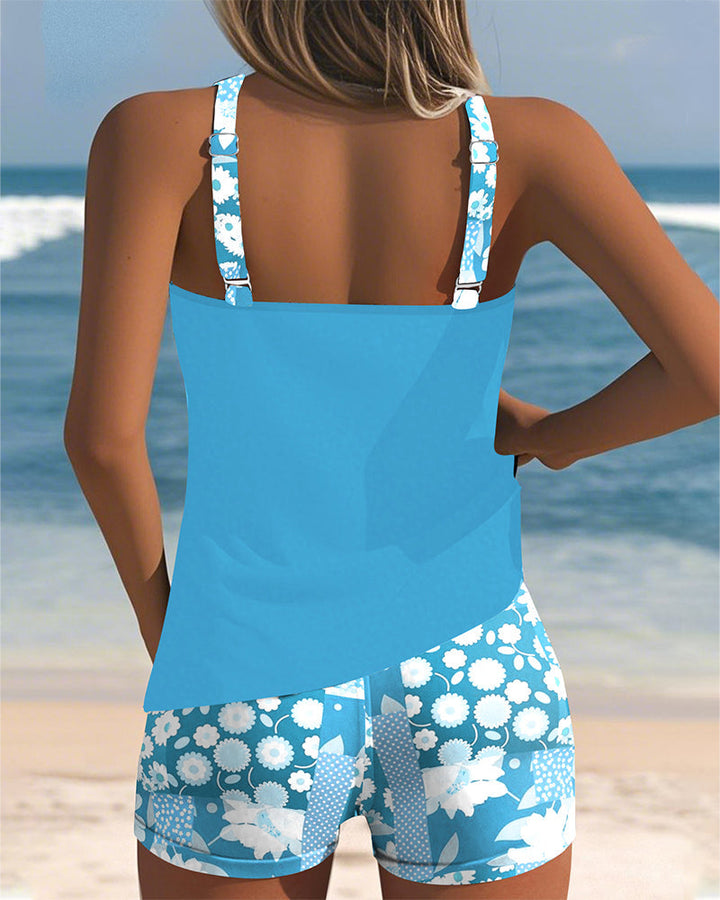 Emily & Isabella Brooks | Swimsuit Tank Top with Printed Boxer Set