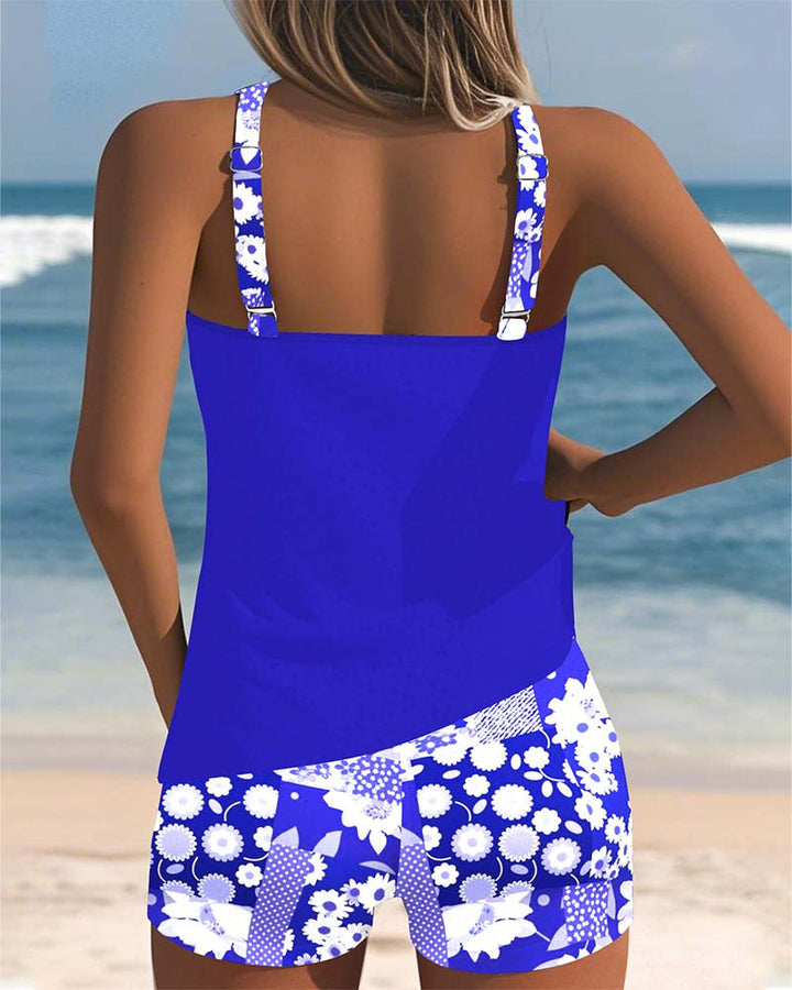 Emily & Isabella Brooks | Swimsuit Tank Top with Printed Boxer Set