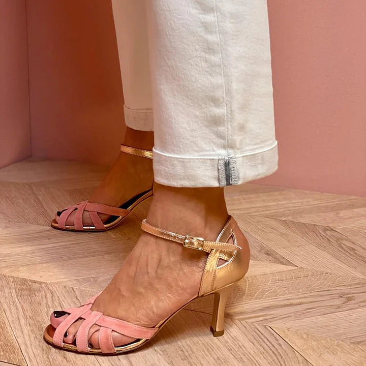 Emily & Isabella Brooks | Strappy Mid Heels in Peach