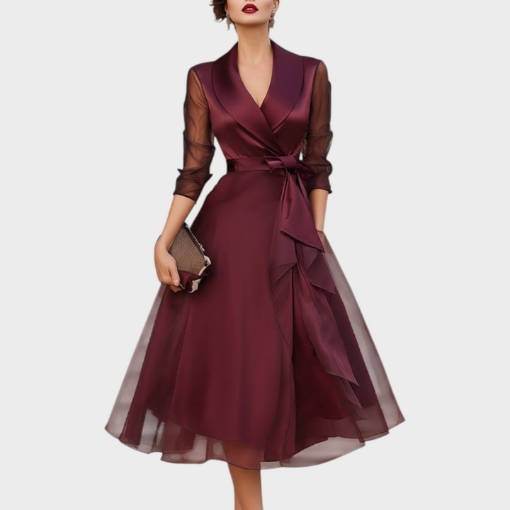 Emily & Isabella Brooks | Midi Dress with Sheer Sleeves