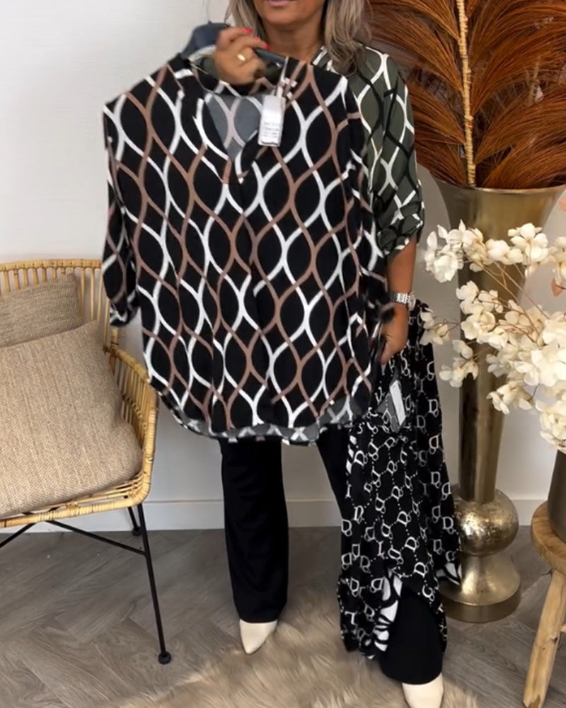 Emily & Isabella Brooks | Casual Blouse, Long Sleeves, Patterned