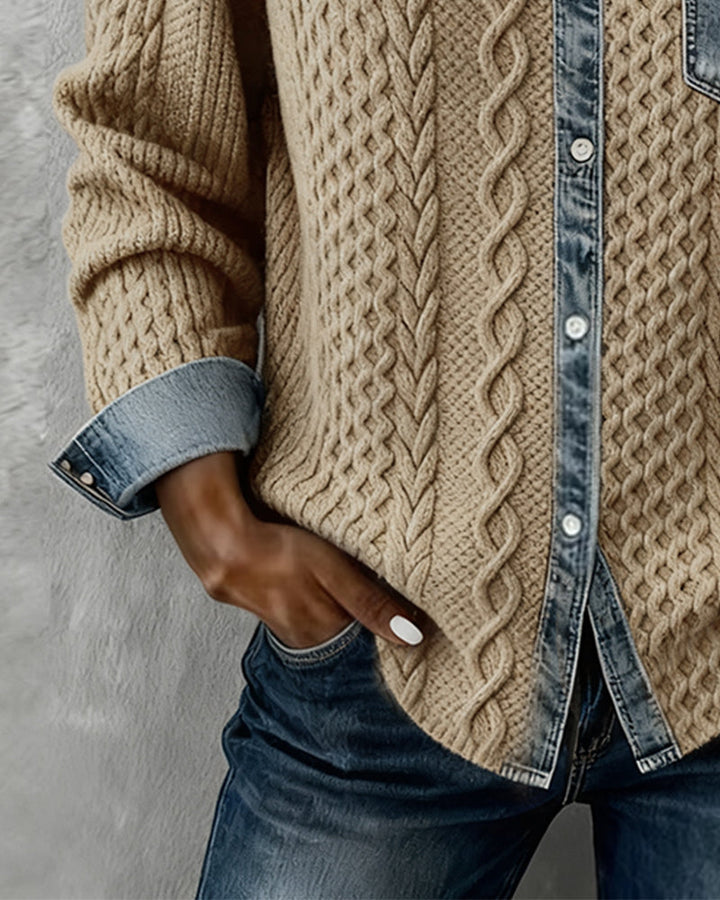 Emily & Isabella Brooks | Long-Sleeve Shirt with Denim Patchwork