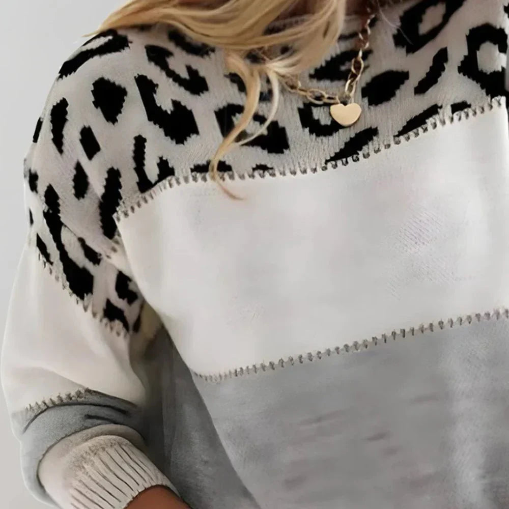 Emily & Isabella Brooks | Leopard Accent Knit Sweater