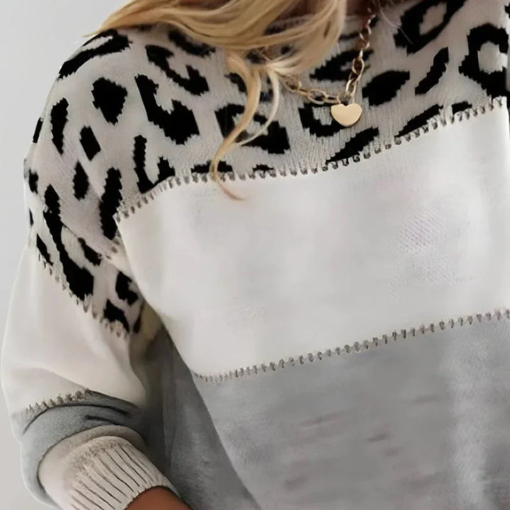 Emily & Isabella Brooks | Leopard Accent Knit Sweater