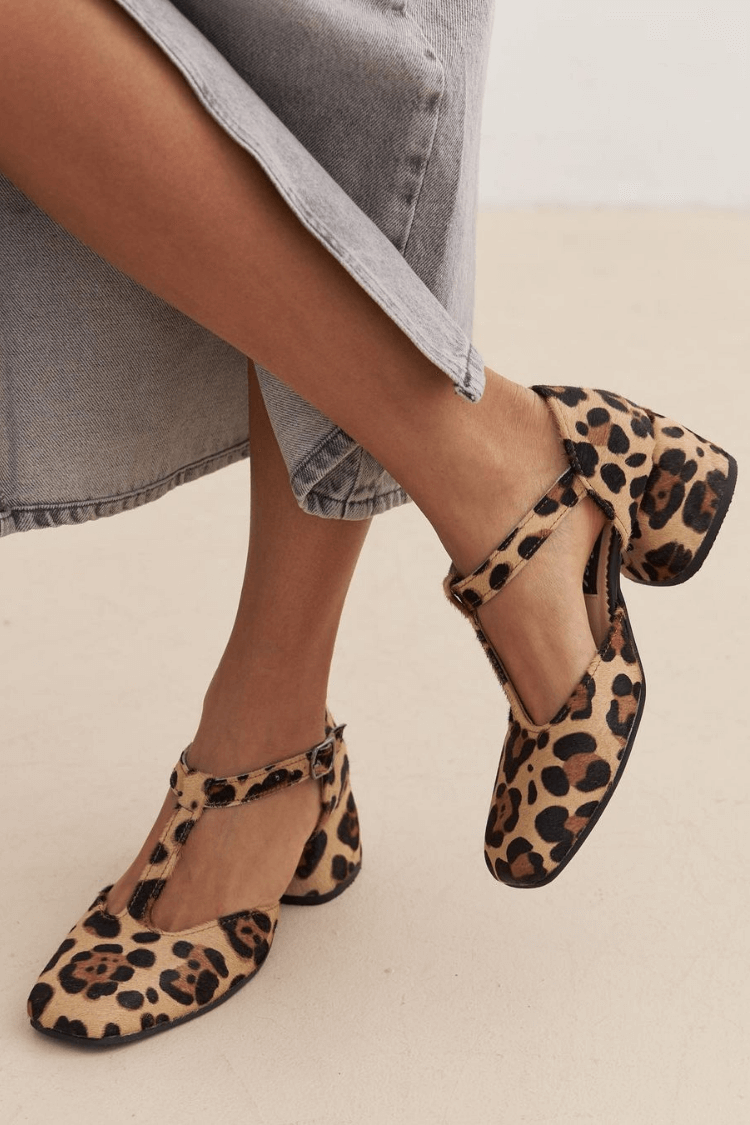 Emily & Isabella Brooks | Leopard T-Strap Block Heels