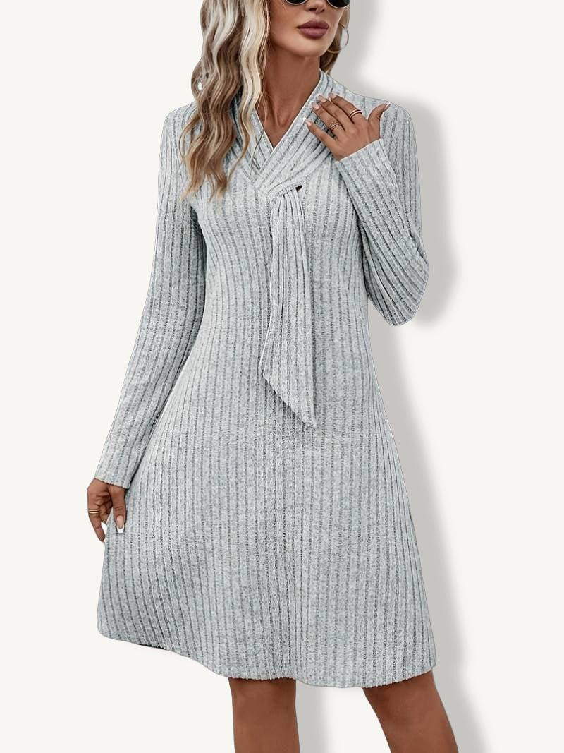 Emily & Isabella Brooks | Ribbed Knit Dress with Scarf