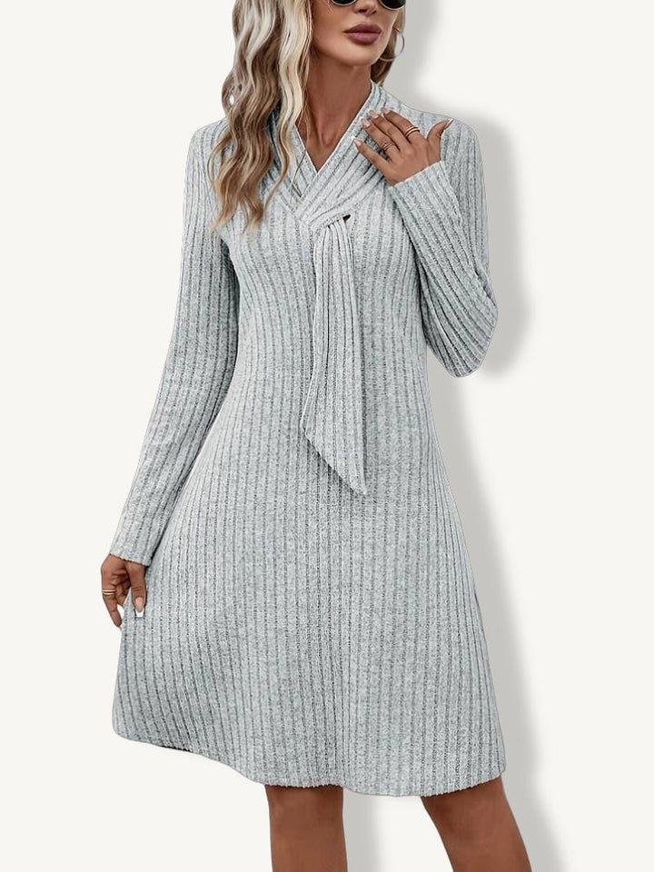Emily & Isabella Brooks | Ribbed Knit Dress with Scarf