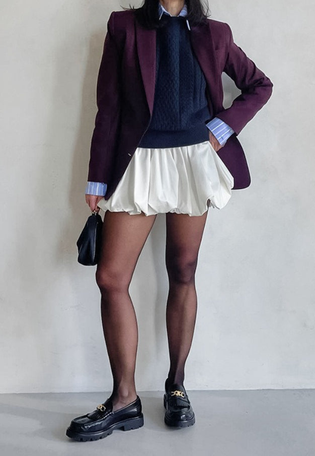 Emily & Isabella Brooks | Cotton A-Line High Waist Mini Skirt