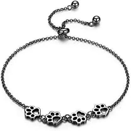 Emily & Isabella Brooks | Sterling Silver Paw Print Bracelet - Adjustable Fit
