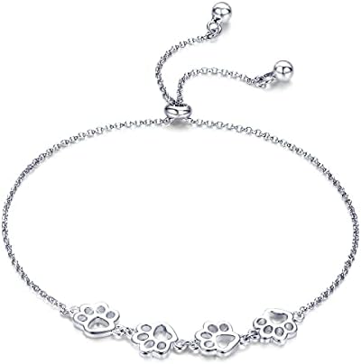 Emily & Isabella Brooks | Sterling Silver Paw Print Bracelet - Adjustable Fit