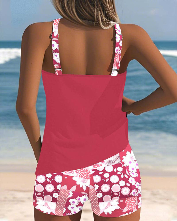 Emily & Isabella Brooks | Swimsuit Tank Top with Printed Boxer Set