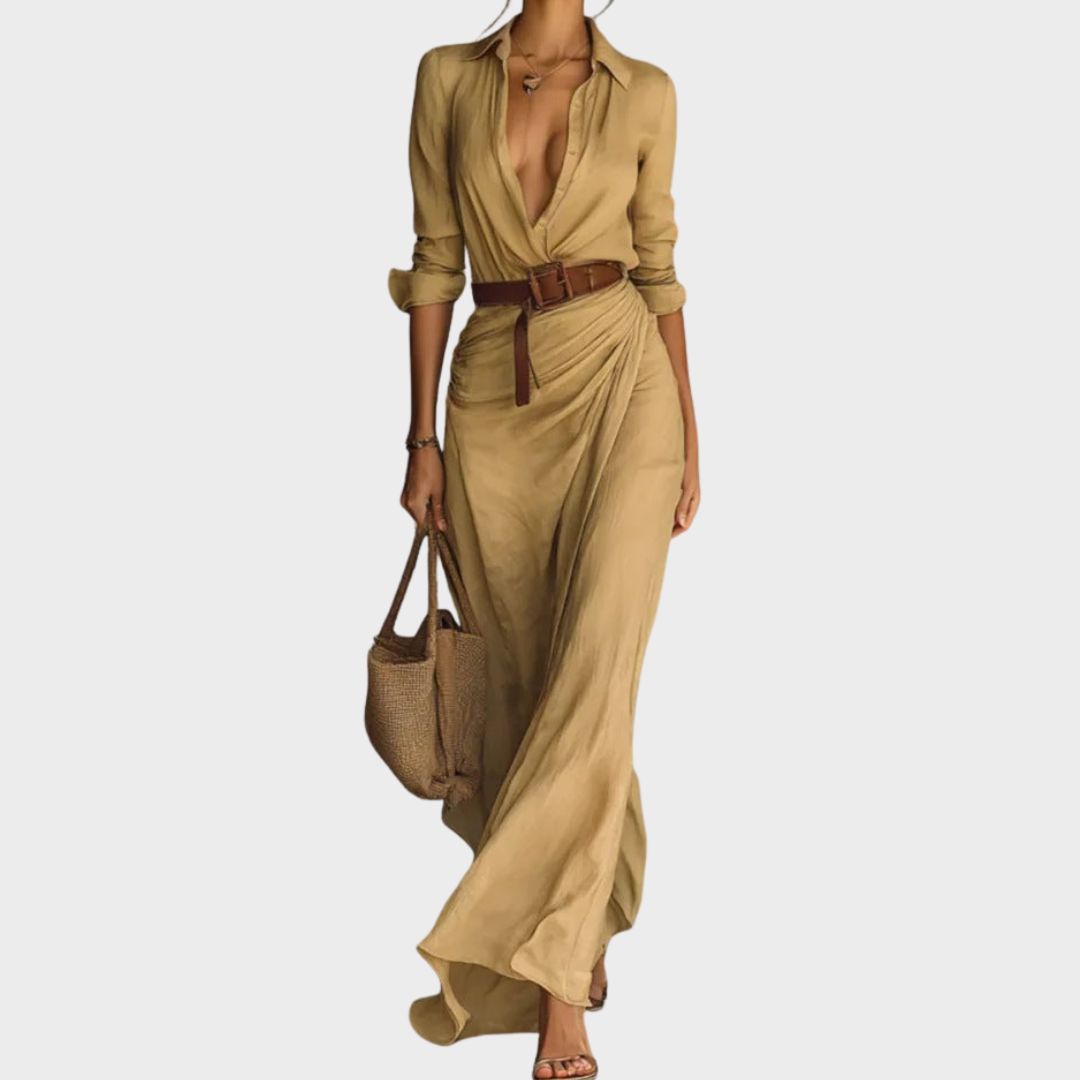 Emily & Isabella Brooks | Lapel-Wrap Maxi Dress
