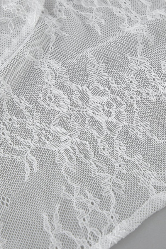 Emily & Isabella Brooks | Lace Sheer Split Ruffle Asymmetrical Skirt