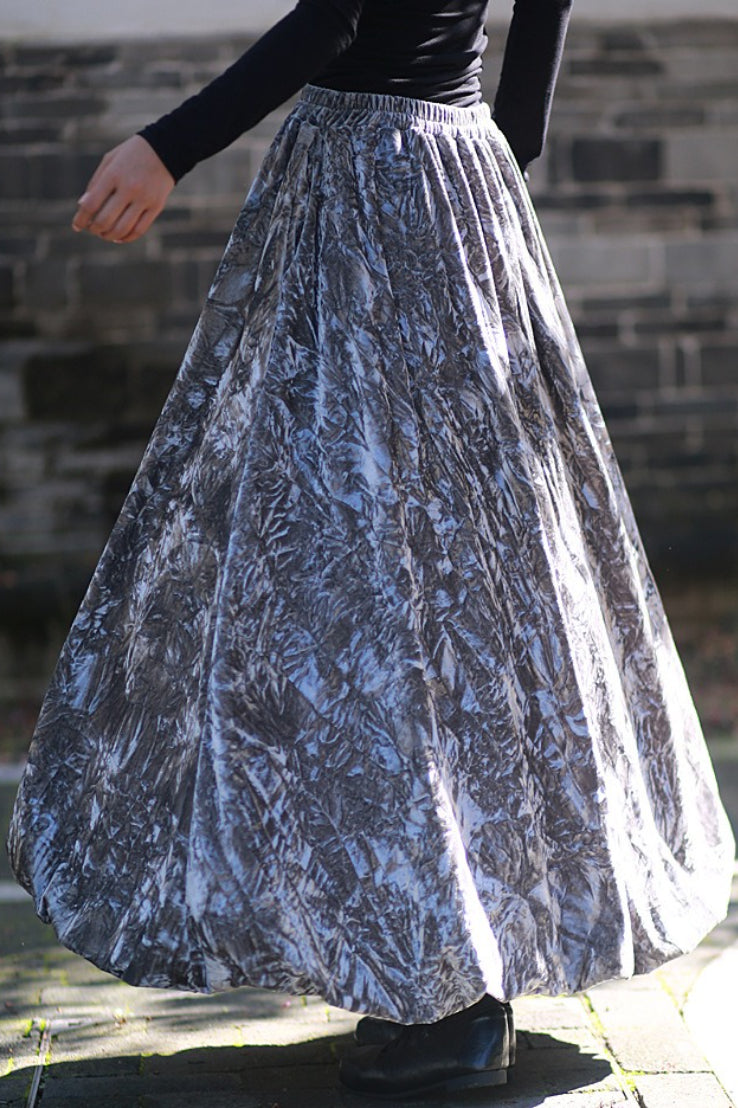 Emily & Isabella Brooks | Velvet Tie Dye Swing Midi Skirt