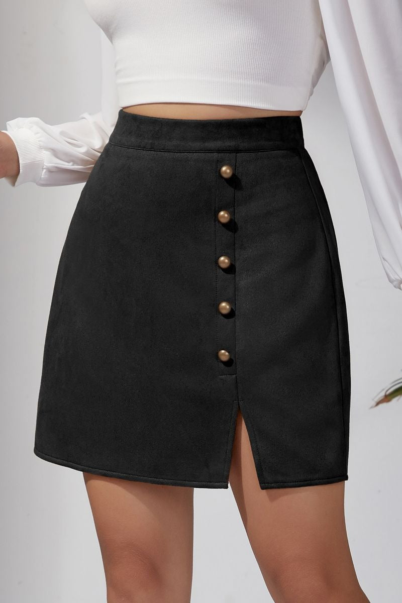 Emily & Isabella Brooks | Solid Suede Bodycon Mini Skirt