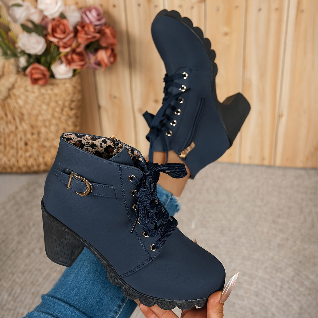 Emily & Isabella Brooks | Lace-Up Heel Boots in Black