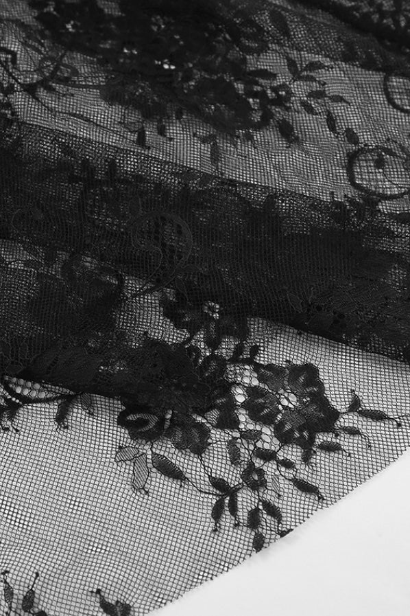 Emily & Isabella Brooks | High Waist Black Lace Sheer Skirt