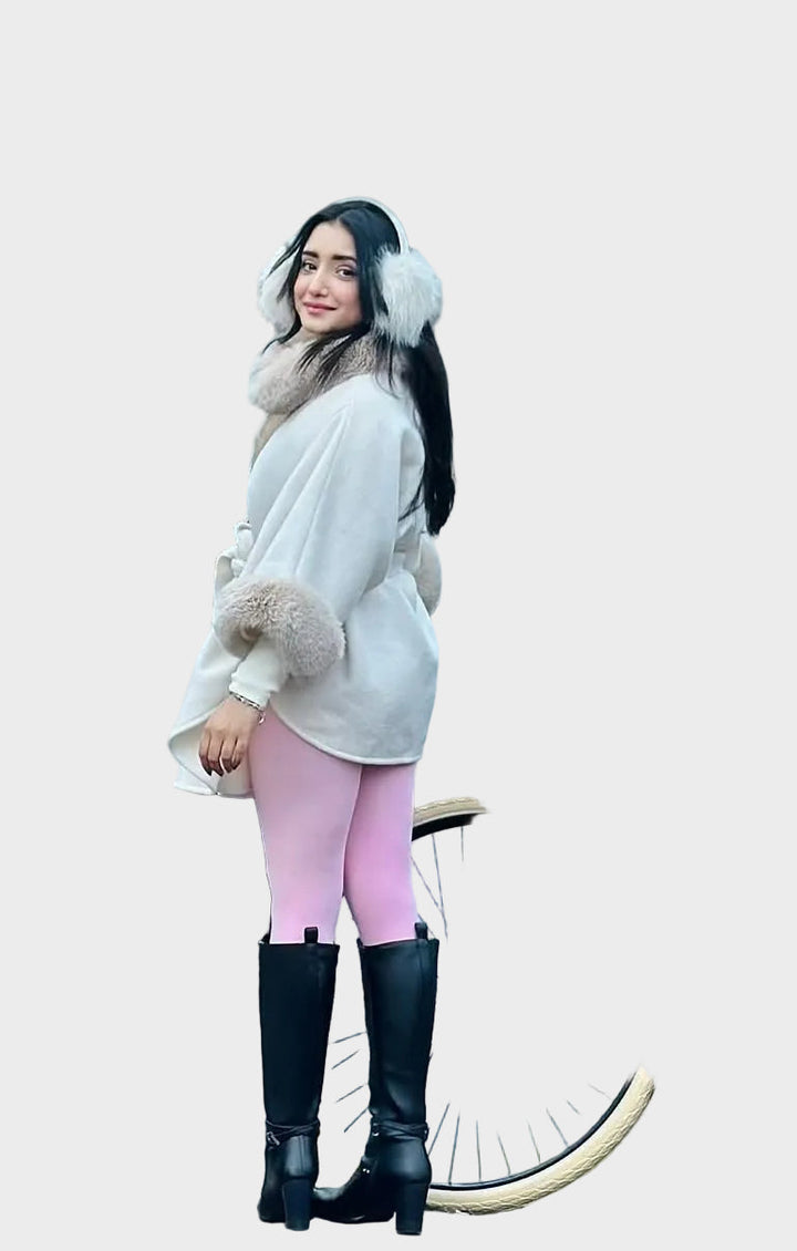 Emily & Isabella Brooks | Winter Cape in Beige with Fur Details